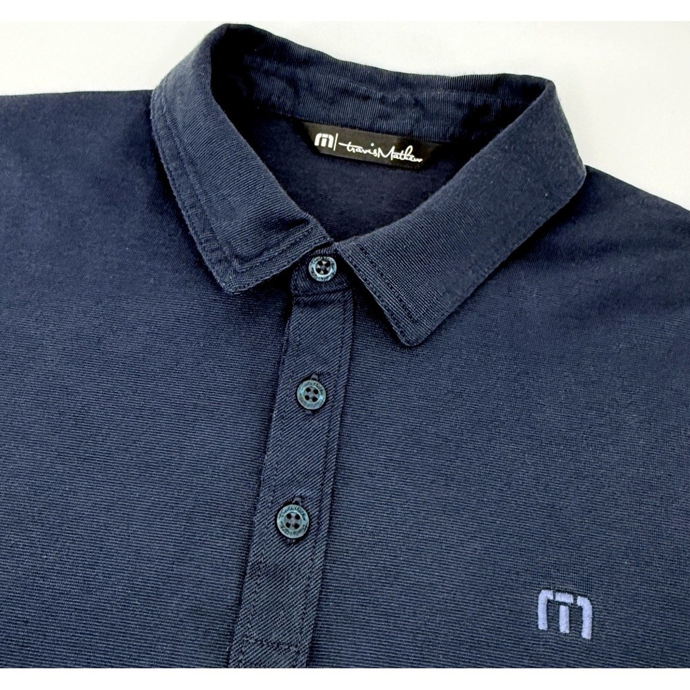 TravisMathew Polo Shirt Men L Short Sleeve Navy Golf Casual Pima